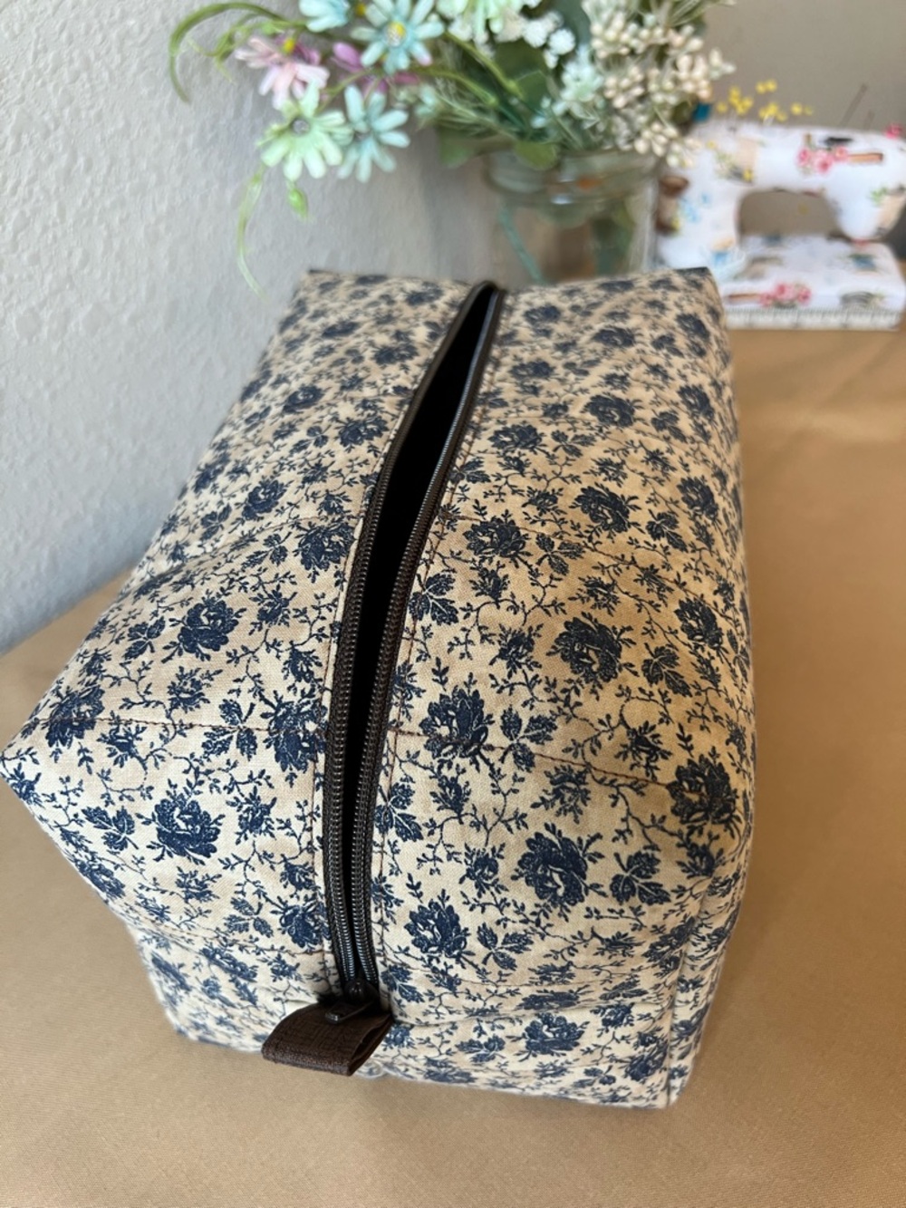 Handmade Quilted Floral Zip Pouch
